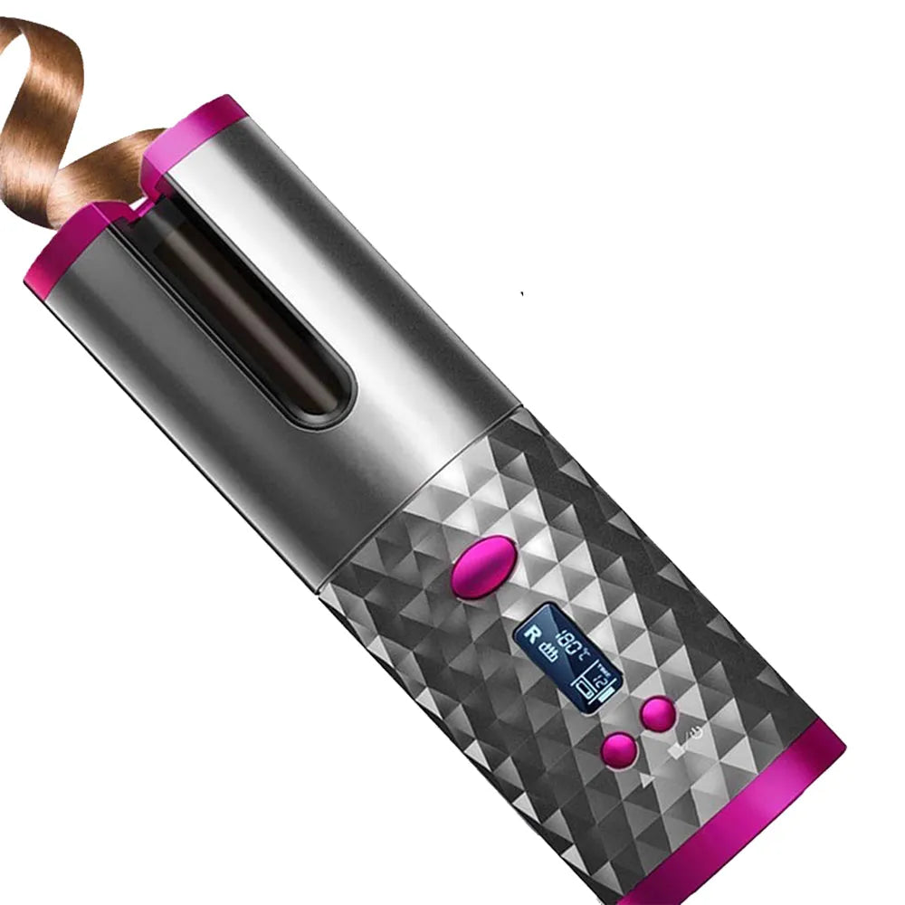 Vibe Geeks USB Rechargeable Auto-Rotating Ceramic Portable Hair Curling Iron-1