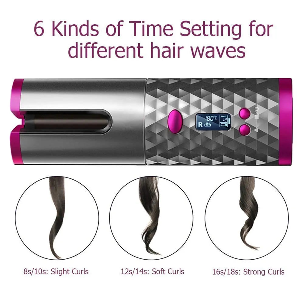 Vibe Geeks USB Rechargeable Auto-Rotating Ceramic Portable Hair Curling Iron-6