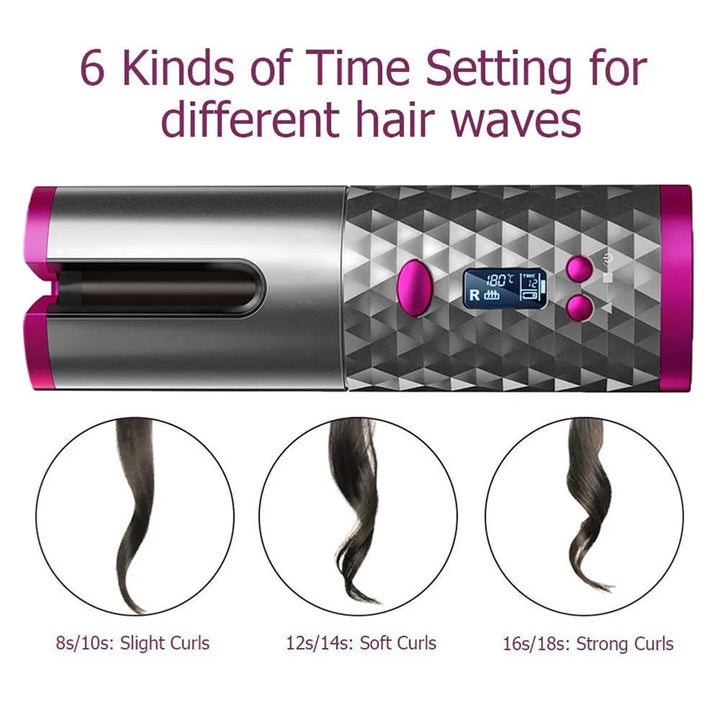 Vibe Geeks USB Rechargeable Auto-Rotating Ceramic Portable Hair Curling Iron-6