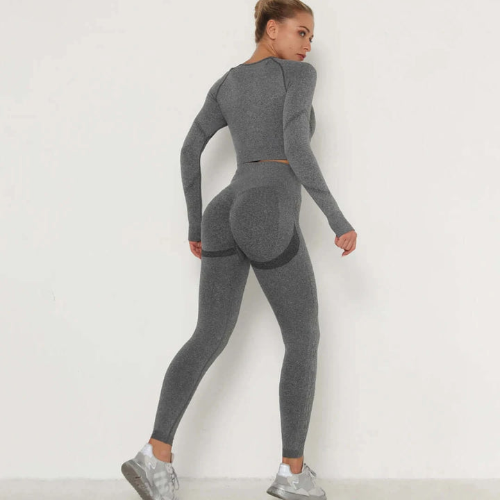 24 Colors Women's Seamless Breathable Long Sleeve Yoga Sportswear Sport Suit Clothes Gym Wear Set Fitness Yoga Wear 2023-1