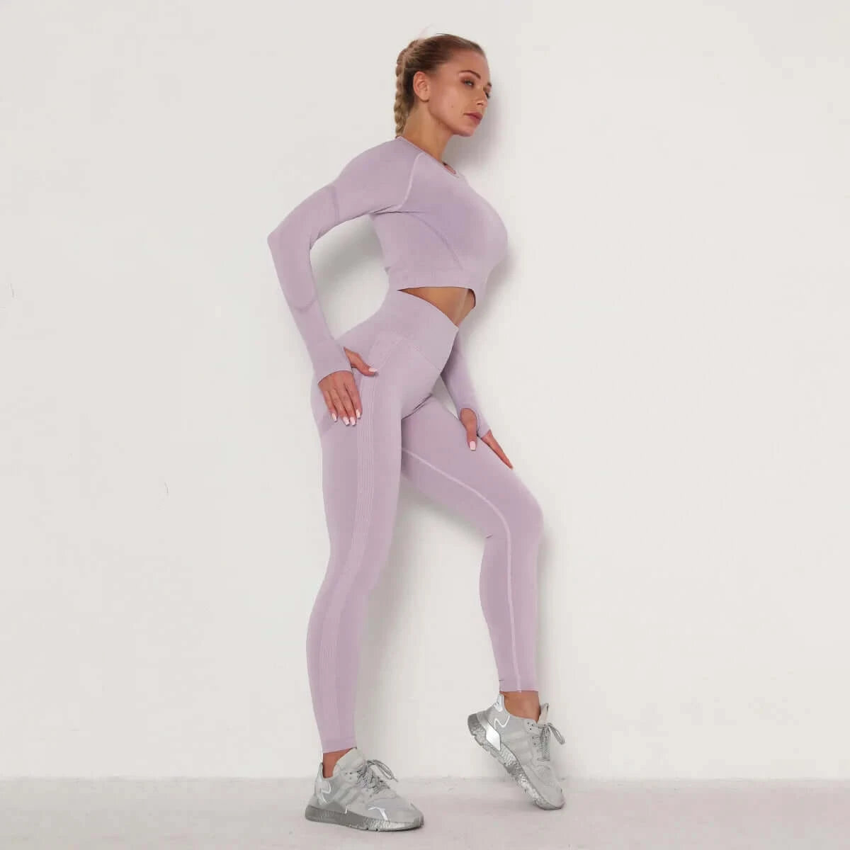 24 Colors Women's Seamless Breathable Long Sleeve Yoga Sportswear Sport Suit Clothes Gym Wear Set Fitness Yoga Wear 2023-12