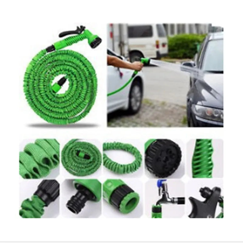 Flexible Expandable Garden Hose Reels Blue And Green 25FT-200FT + 7 Function Spray Gun