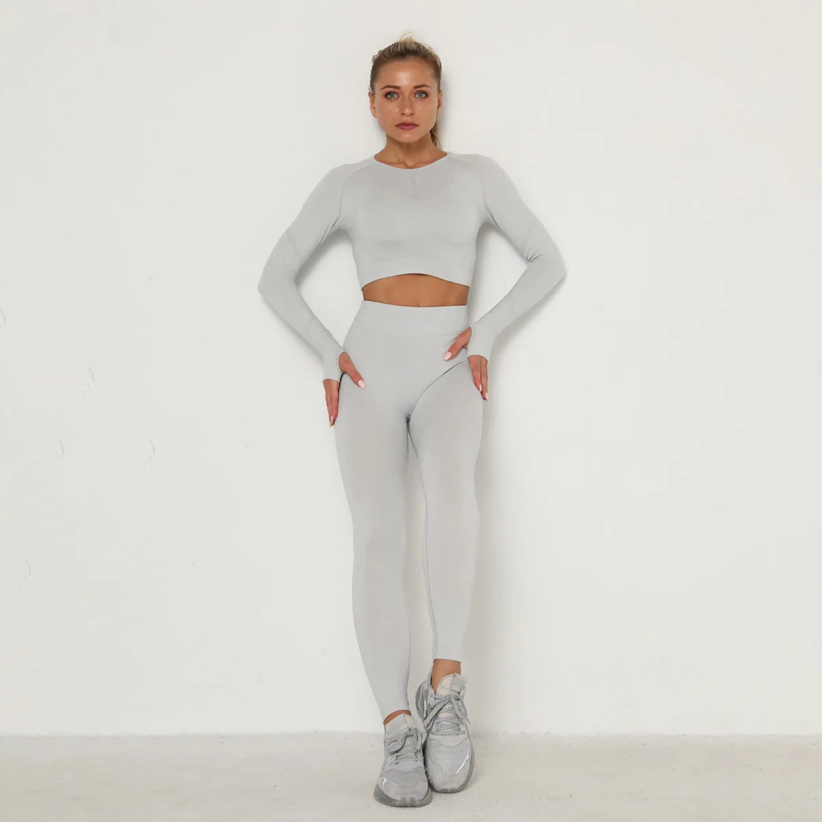 24 Colors Women's Seamless Breathable Long Sleeve Yoga Sportswear Sport Suit Clothes Gym Wear Set Fitness Yoga Wear 2023-2