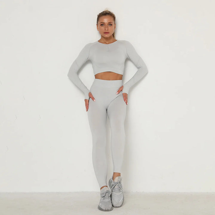 24 Colors Women's Seamless Breathable Long Sleeve Yoga Sportswear Sport Suit Clothes Gym Wear Set Fitness Yoga Wear 2023-2