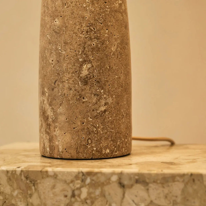 Isla Travertine Lamp with Cotton Shade – Elegant and Timeless-3