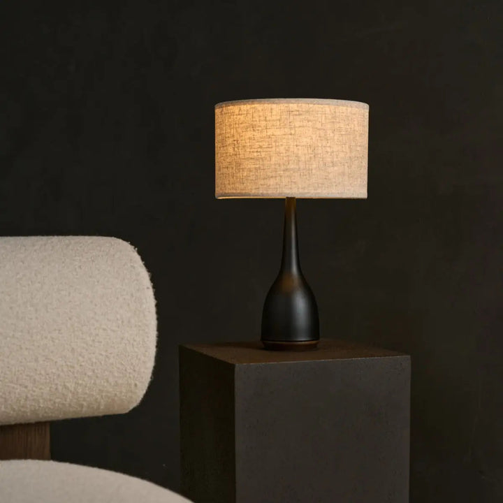 Jacob Black Lamp with Beige Shade – Elegant & Warm Lighting-0