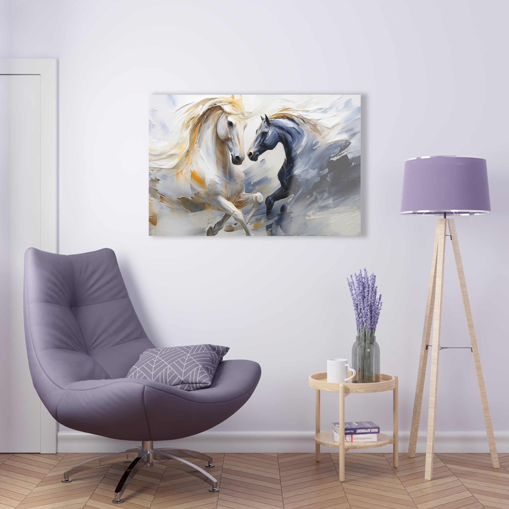 Oil painting abstract horses