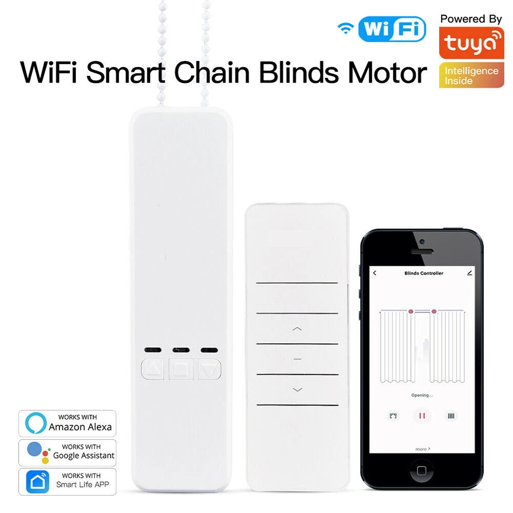 Tuya WIFI Smart Electric Curtain Motors  APP Remote Control  Motorized Chain Roller Blinds Work For Alexa Google Home