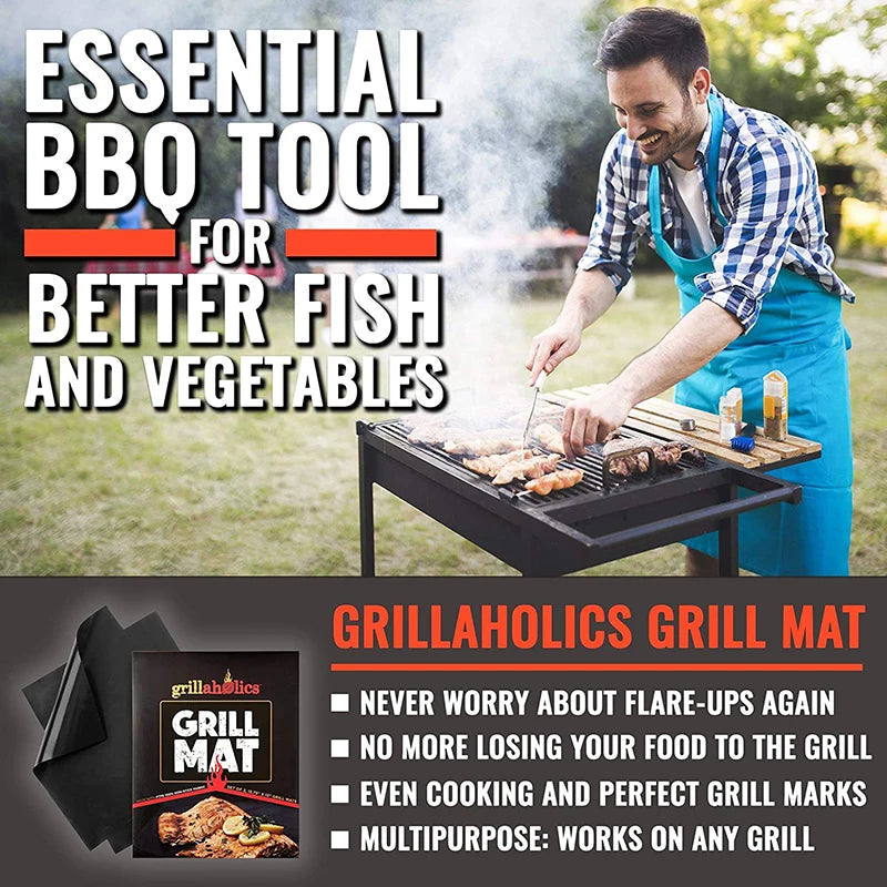 Non-stick BBQ Grill Mat 40*33cm Reusable