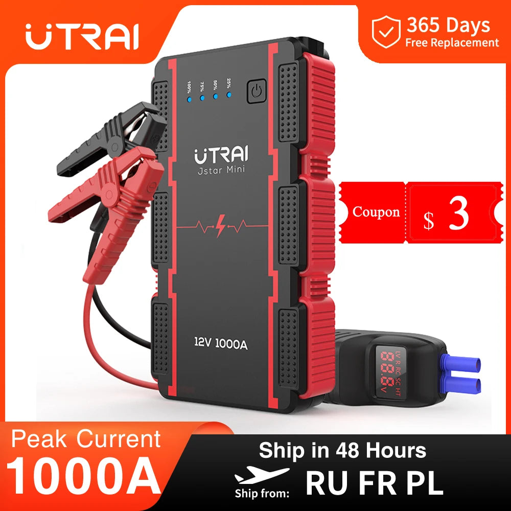 UTRAI 1000A Jump Starter Power Bank Starting Device Portable Charger Emergency Booster 12V Car Battery Jump Starter