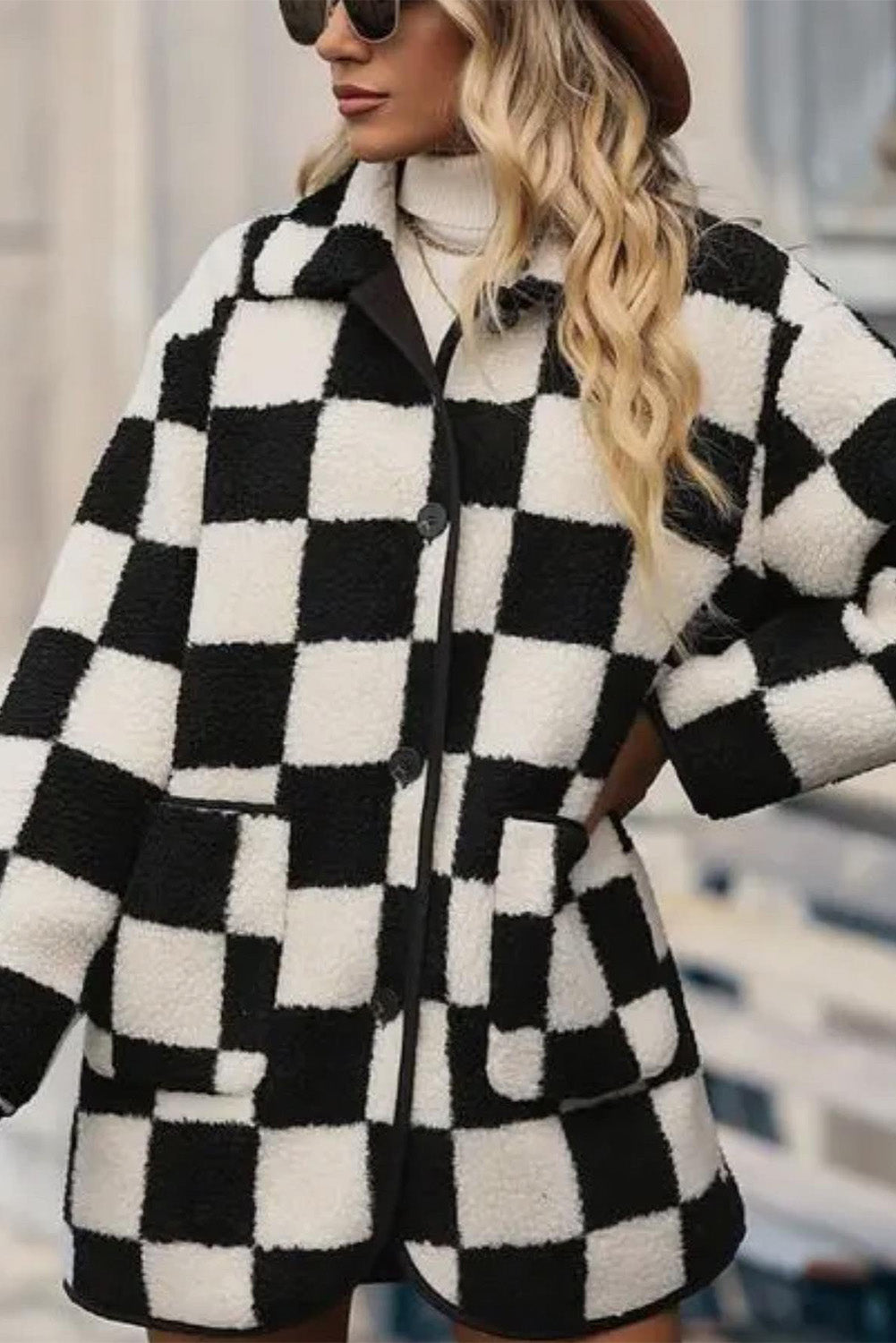 CheckMate Fleece – Women's Black Checkered Jacket-2