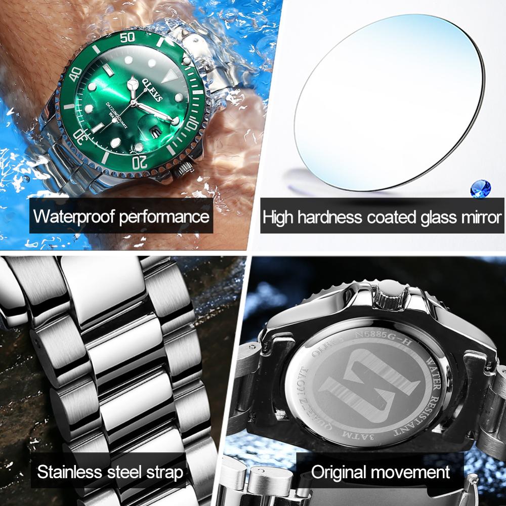 Mens Watches Top Brand Luxury Fashion Waterproof Luminous Hand Green Dial Quartz Sports Wristwatch Gifts for Men-7