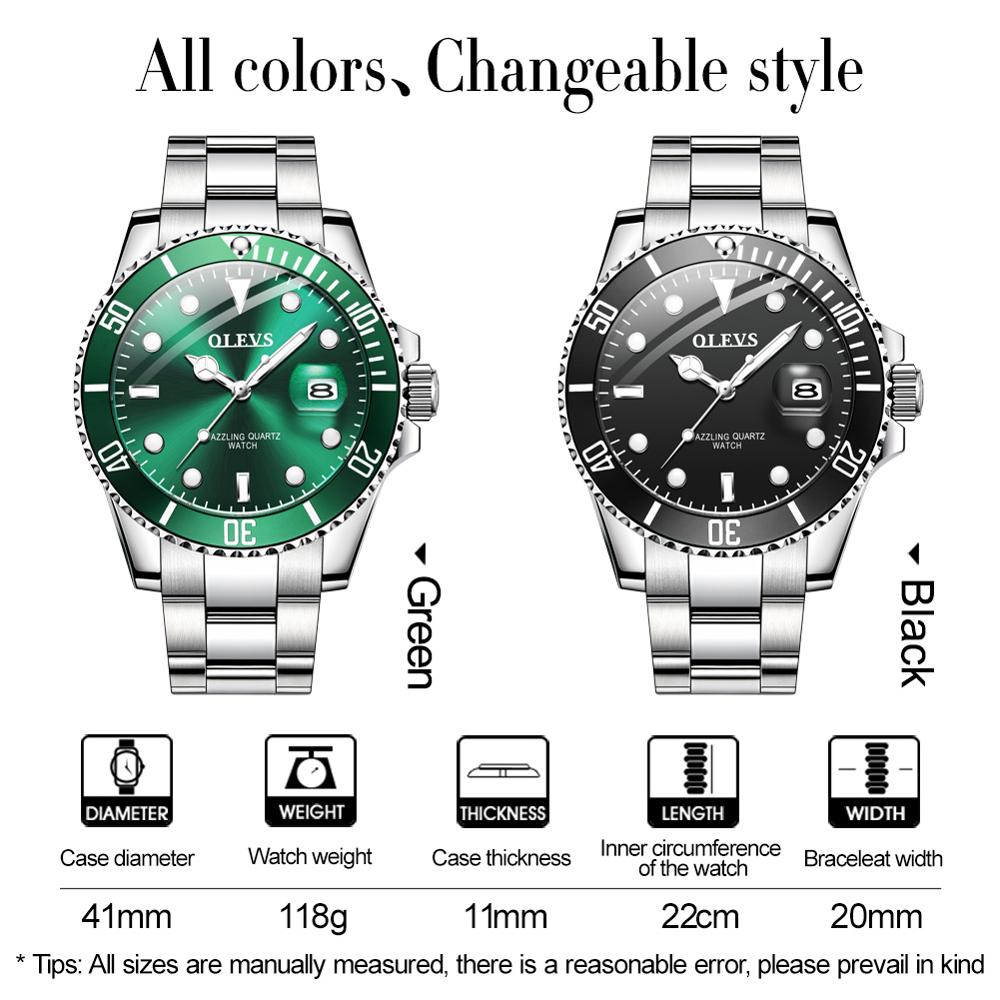 Mens Watches Top Brand Luxury Fashion Waterproof Luminous Hand Green Dial Quartz Sports Wristwatch Gifts for Men-19