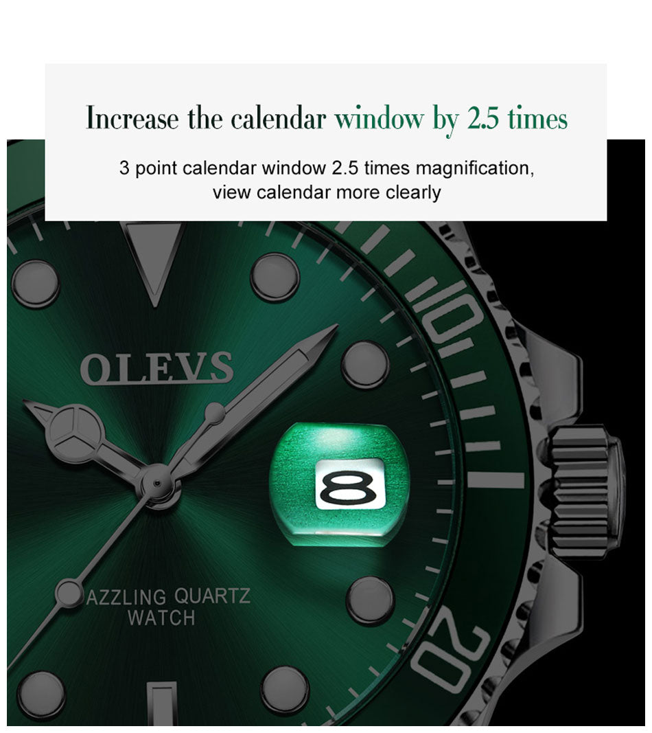 Mens Watches Top Brand Luxury Fashion Waterproof Luminous Hand Green Dial Quartz Sports Wristwatch Gifts for Men-21