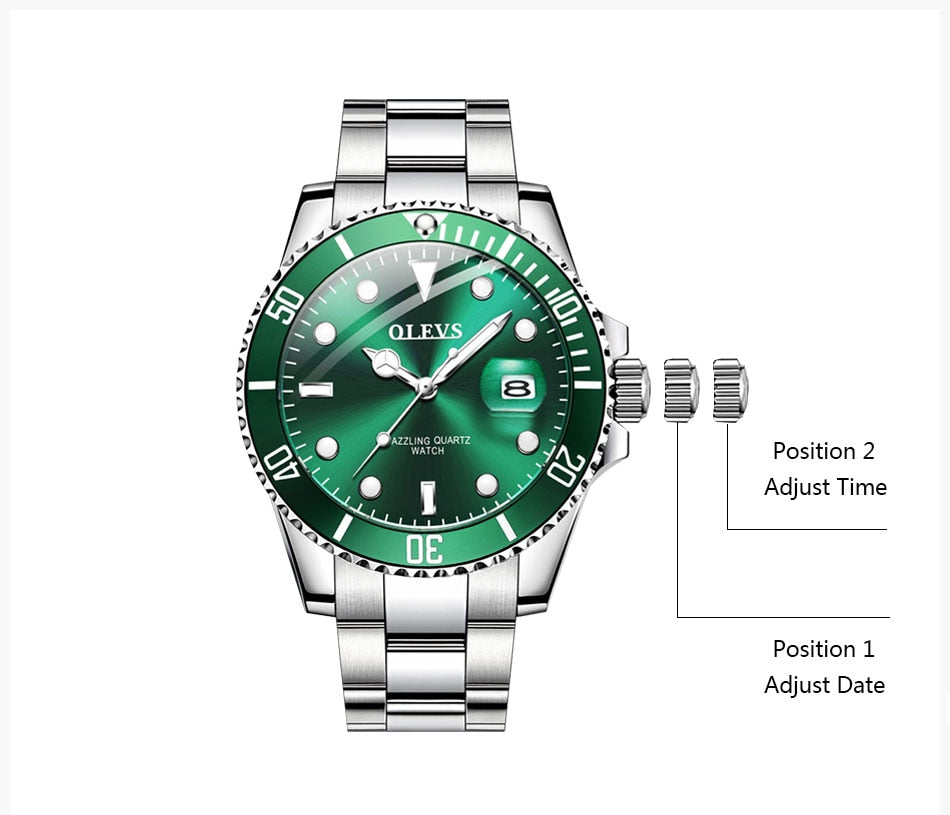 Mens Watches Top Brand Luxury Fashion Waterproof Luminous Hand Green Dial Quartz Sports Wristwatch Gifts for Men-15