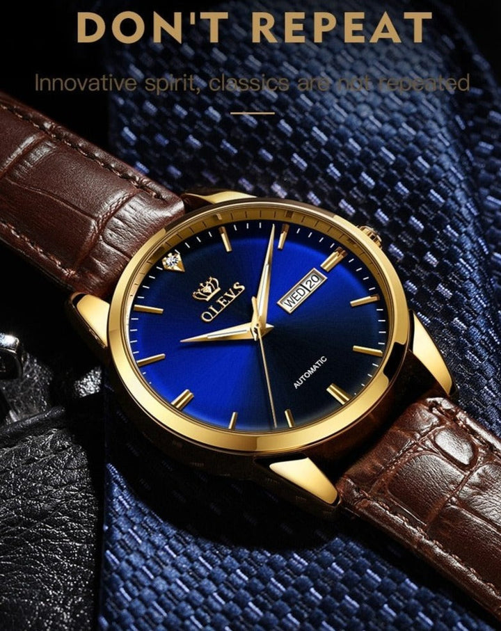 Men's Watches Classic Mechanical Leather Watch Men Luxury Men Automatic Watches Business Waterproof Clock Man-18