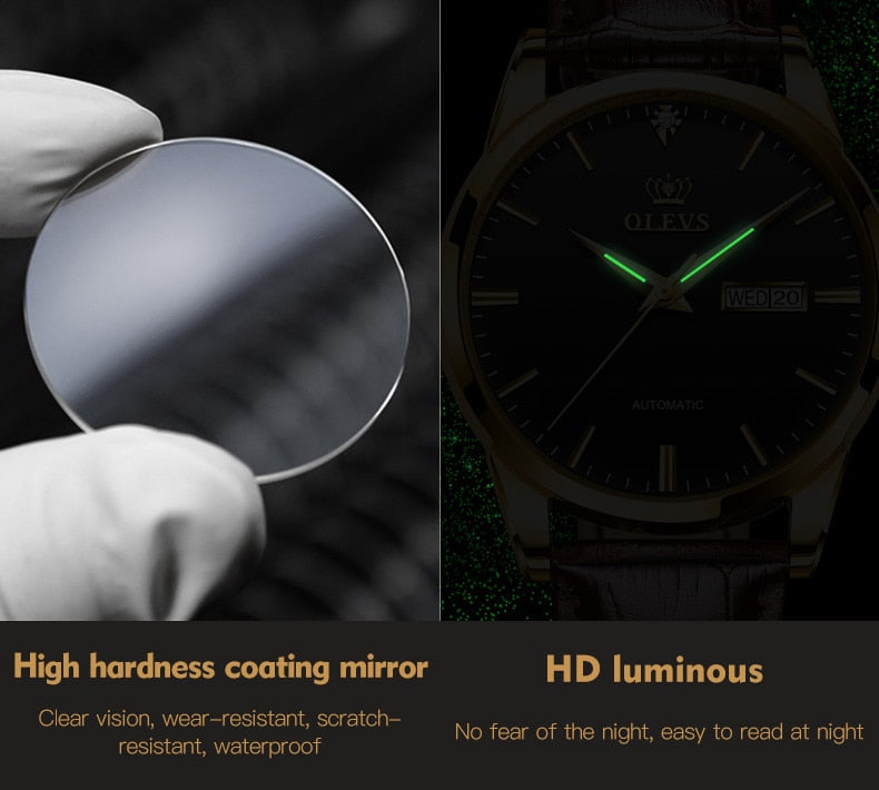 Men's Watches Classic Mechanical Leather Watch Men Luxury Men Automatic Watches Business Waterproof Clock Man-9