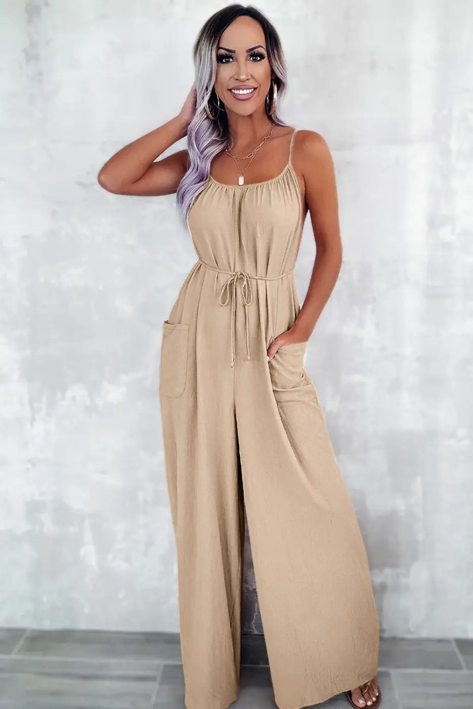 Riviera Wide Leg Jumpsuit with Pockets-2