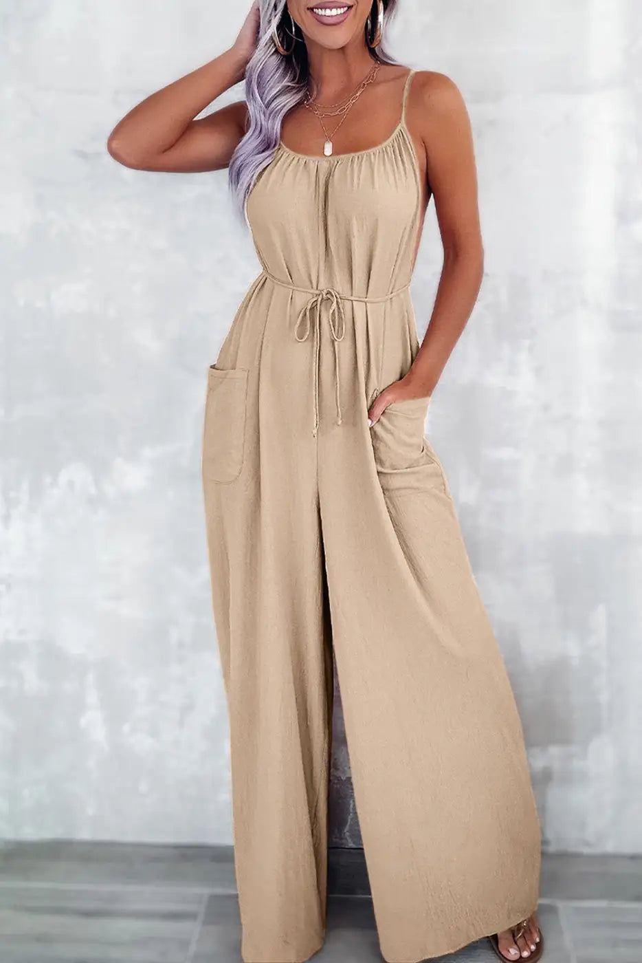 Riviera Wide Leg Jumpsuit with Pockets-0