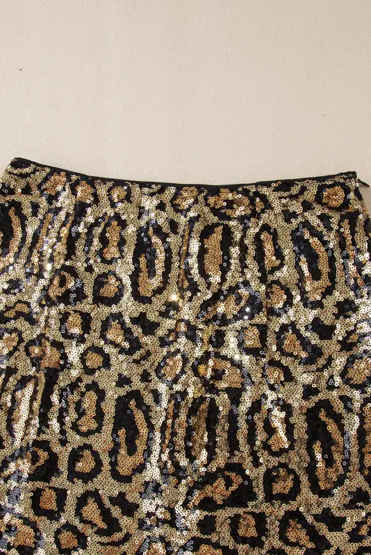 Sequin Leopard Club Skirt-4