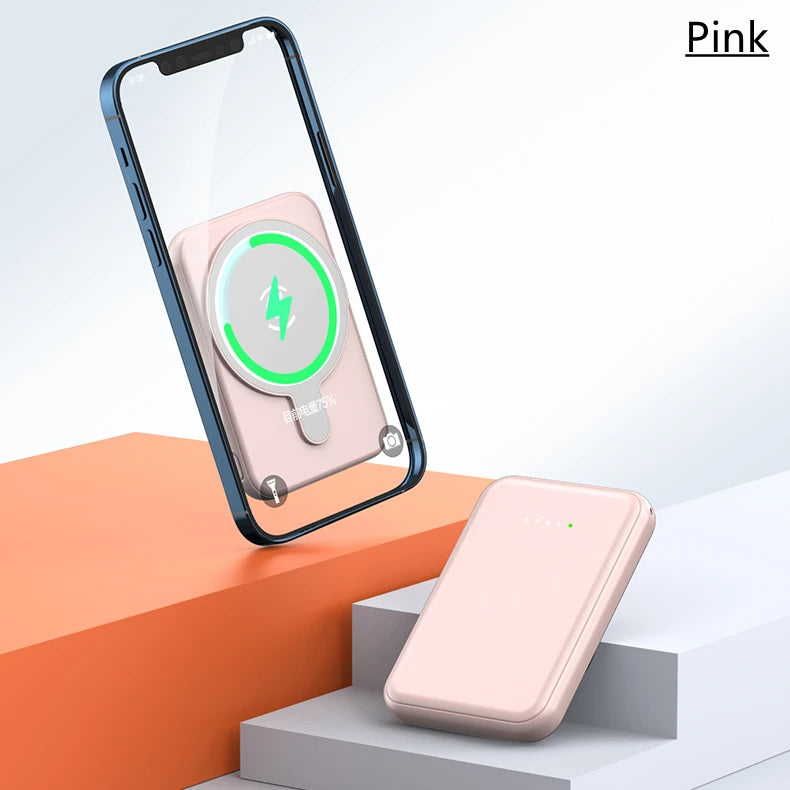 Factory wholesale wireless charging power bank small mini portable charger magnetic wireless power bank-7