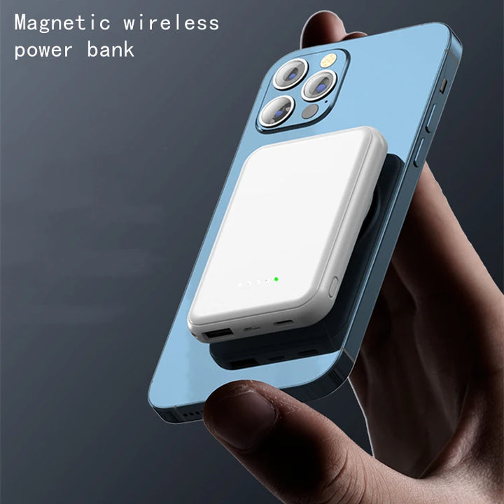 Factory wholesale wireless charging power bank small mini portable charger magnetic wireless power bank-2