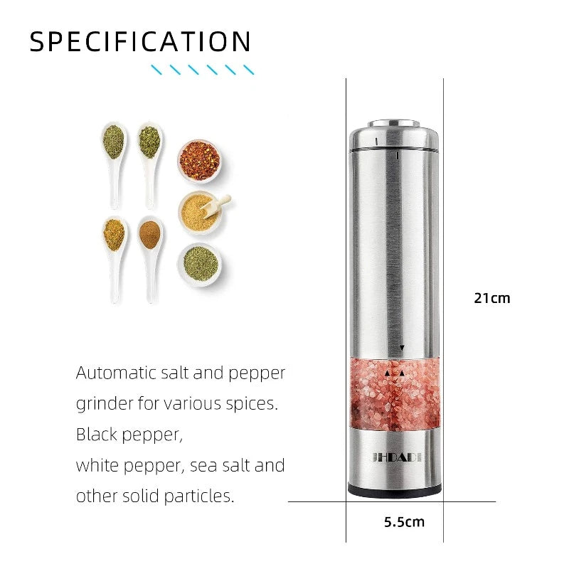 hot sales stainless steel electric salt and pepper grinder set battery operated-1