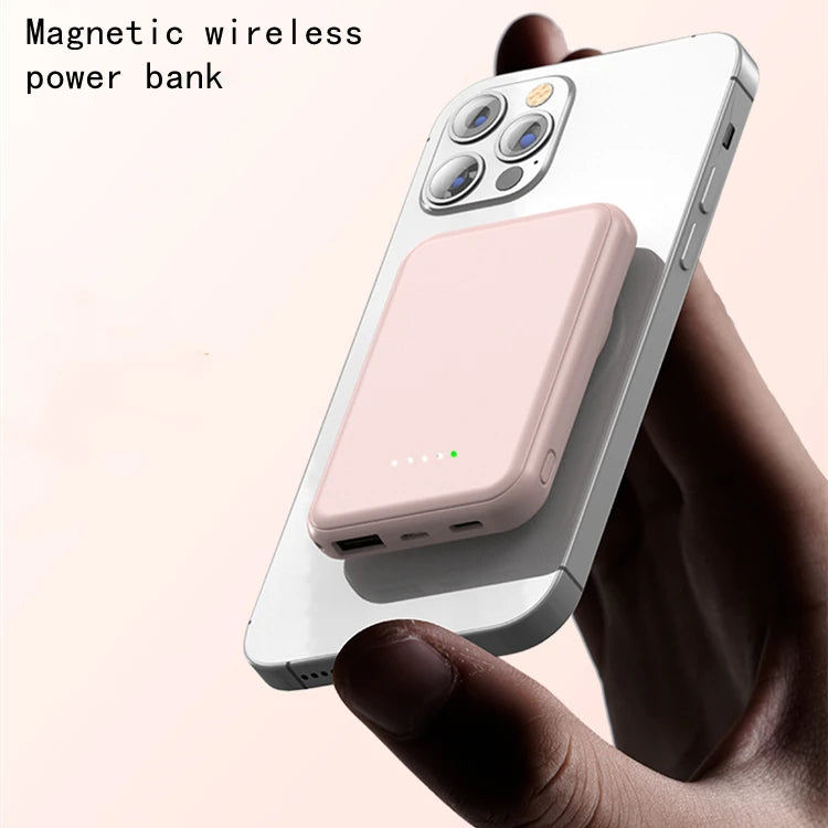 Factory wholesale wireless charging power bank small mini portable charger magnetic wireless power bank-3