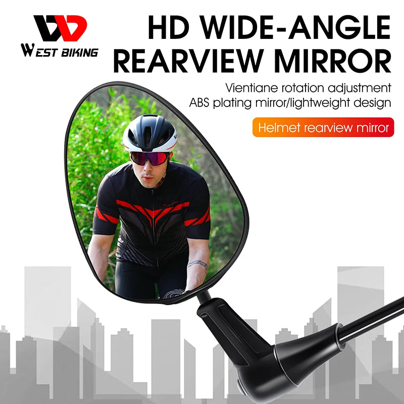 WEST BIKING Cycling Helmet Mirror Flat Lightweight 360 Degree Bike Rear-view Mirror Bike Bicycle Rear view Helmet Mirror-1