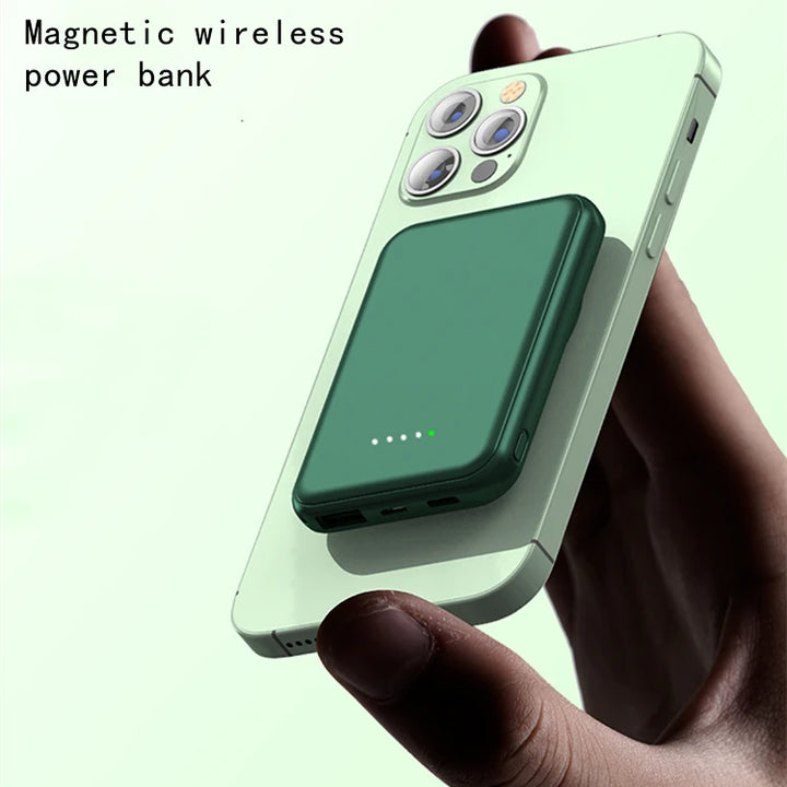 Factory wholesale wireless charging power bank small mini portable charger magnetic wireless power bank-0