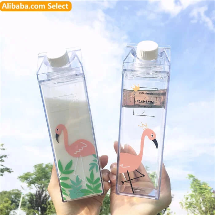 1L 500ml Bpa free see through milk carton shaped caja de carton de leche transparente water acrylic bottle-3