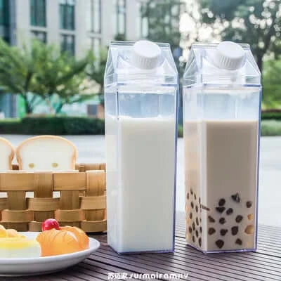 1L 500ml Bpa free see through milk carton shaped caja de carton de leche transparente water acrylic bottle-4