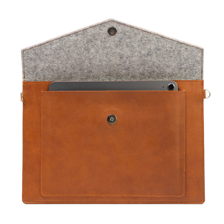 MacBook Leather Sleeve with pocket for iPad-2