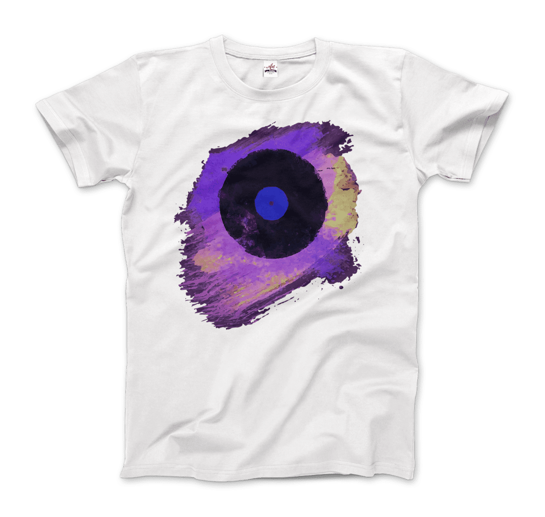 Vinyl Record Made of Paint Scattered in Purple Tones T-Shirt-5