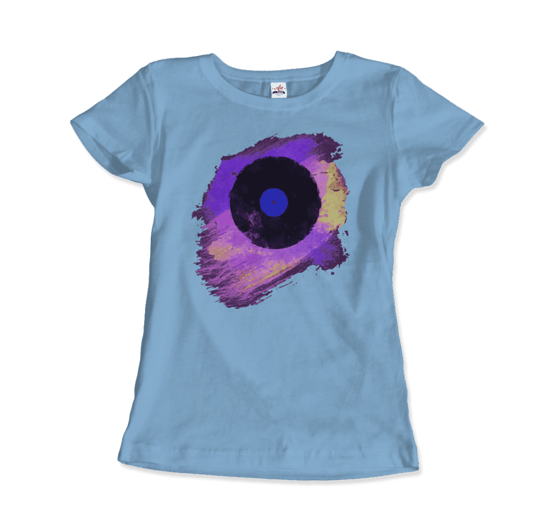 Vinyl Record Made of Paint Scattered in Purple Tones T-Shirt-8