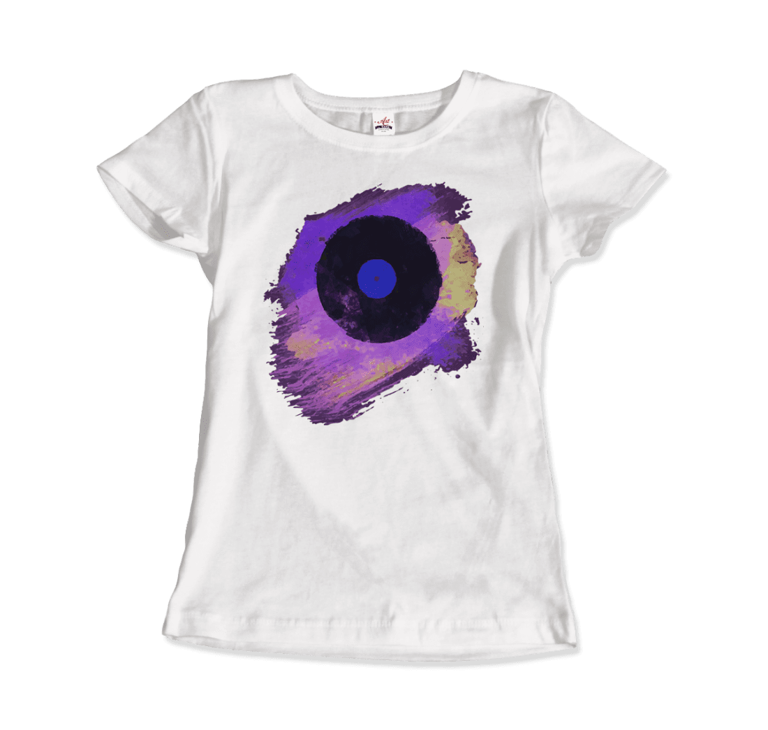 Vinyl Record Made of Paint Scattered in Purple Tones T-Shirt-6