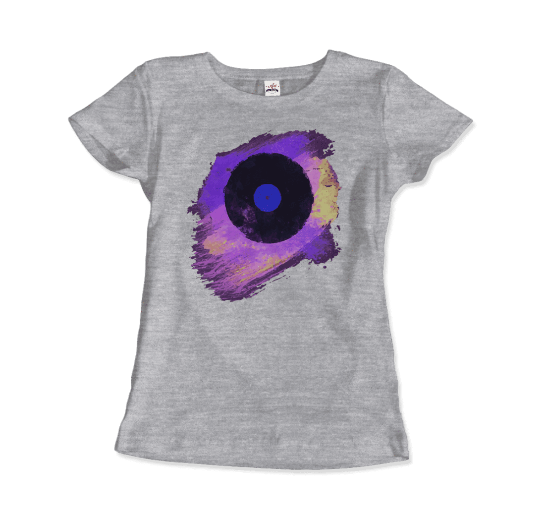 Vinyl Record Made of Paint Scattered in Purple Tones T-Shirt-4