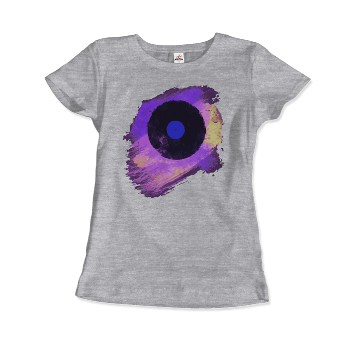 Vinyl Record Made of Paint Scattered in Purple Tones T-Shirt-4