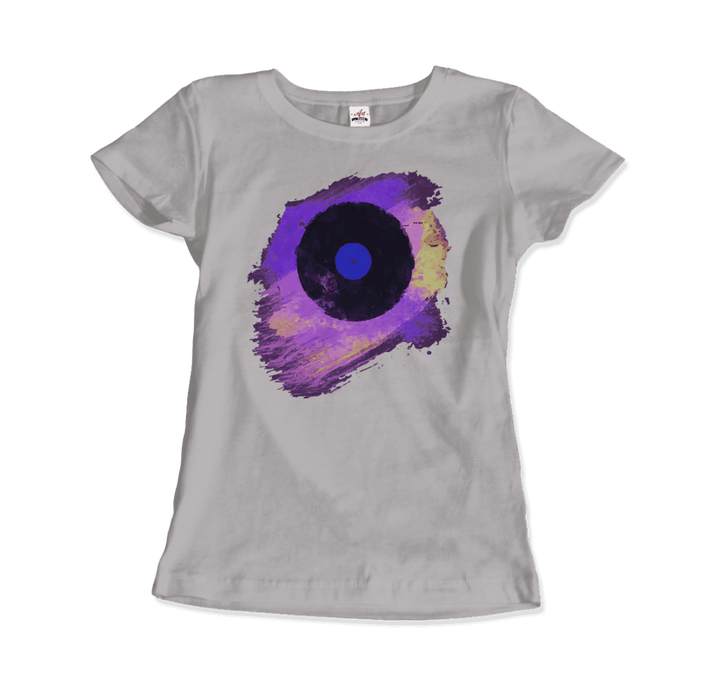 Vinyl Record Made of Paint Scattered in Purple Tones T-Shirt-2