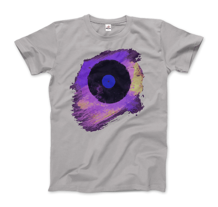 Vinyl Record Made of Paint Scattered in Purple Tones T-Shirt-0